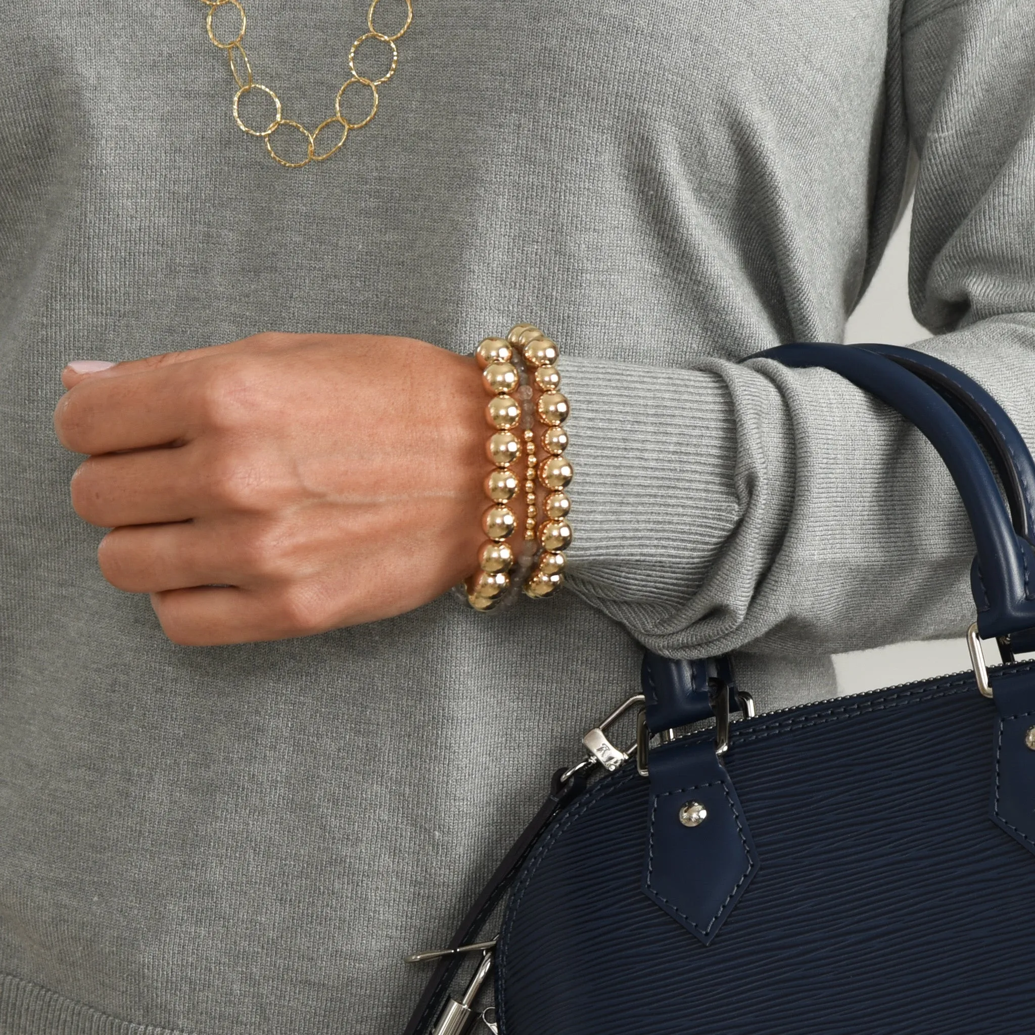 10mm 14k Gold Filled Beaded Bracelet