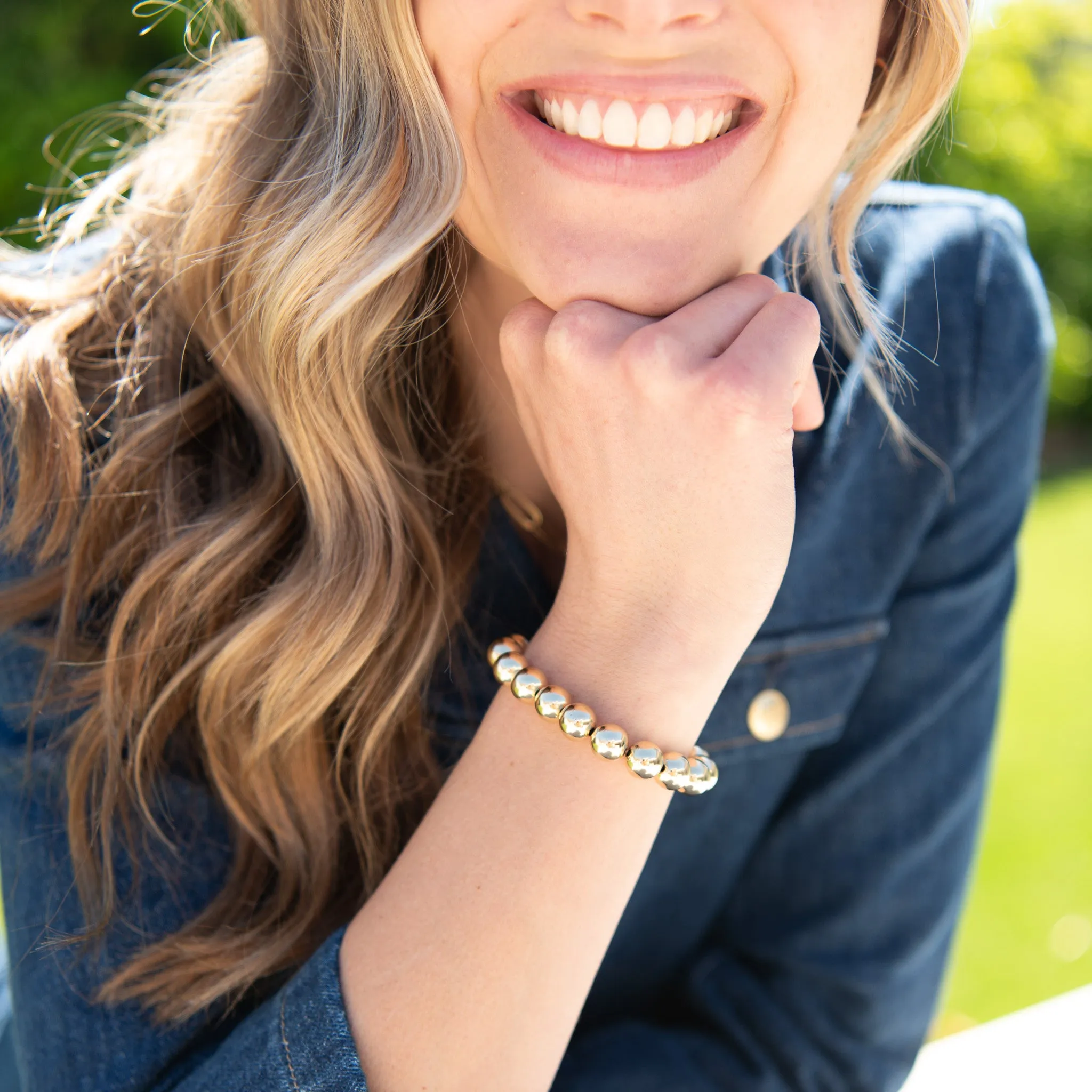 10mm 14k Gold Filled Beaded Bracelet