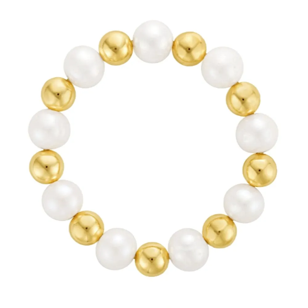 14k Gold Filled Bracelet with 9 Freshwater Pearls 9mm Stretch