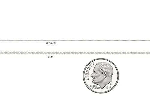 14K Thin Solid White Gold 0.5mm Box Chain Necklace - 18 Inches