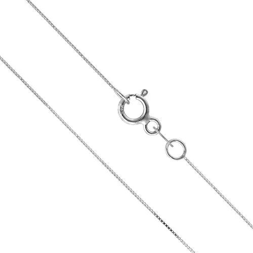14K Thin Solid White Gold 0.5mm Box Chain Necklace - 18 Inches