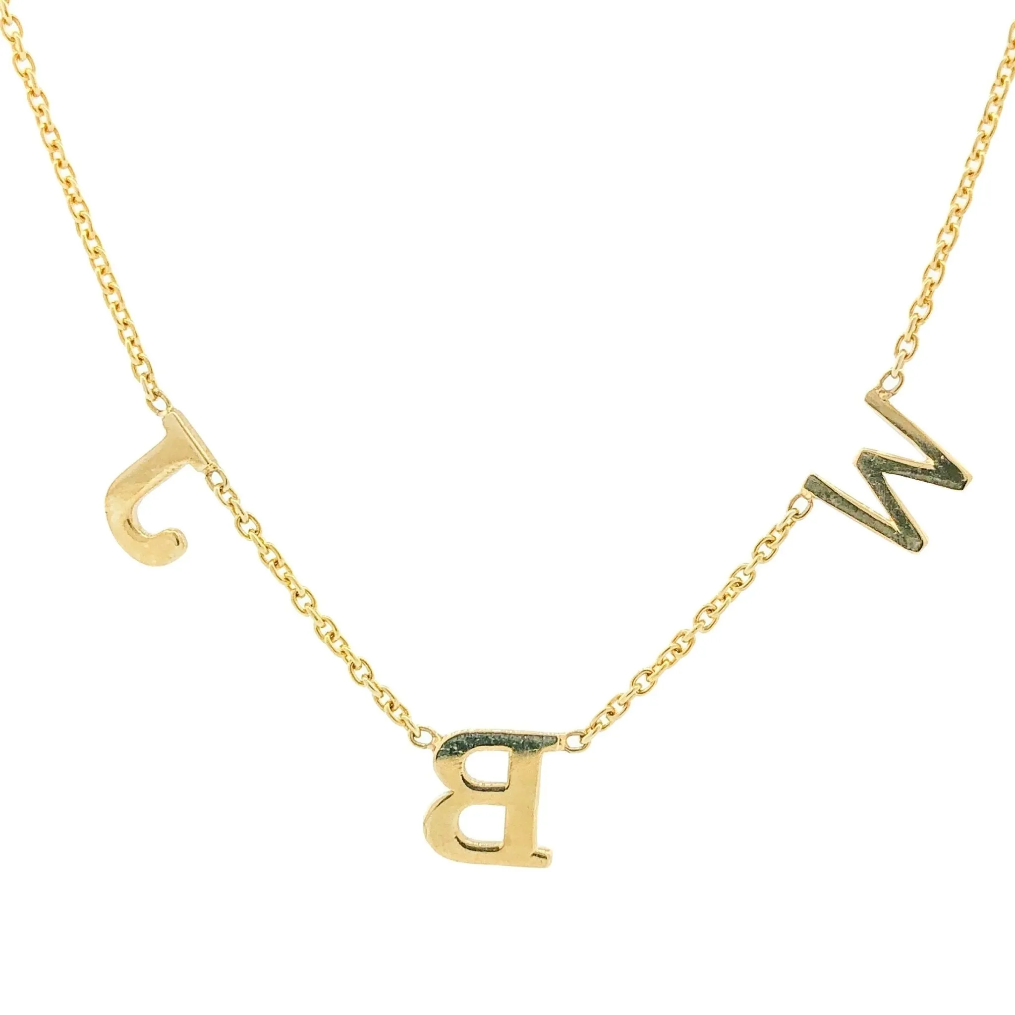 14K Y Gold Chain with 3 Initials Customizable