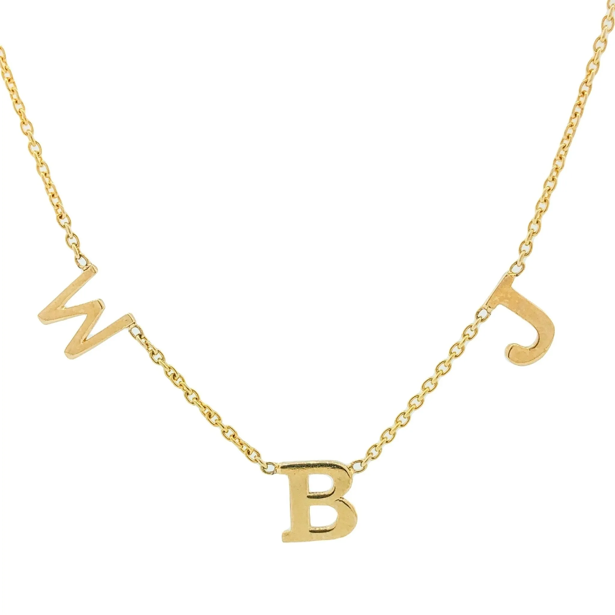 14K Y Gold Chain with 3 Initials Customizable