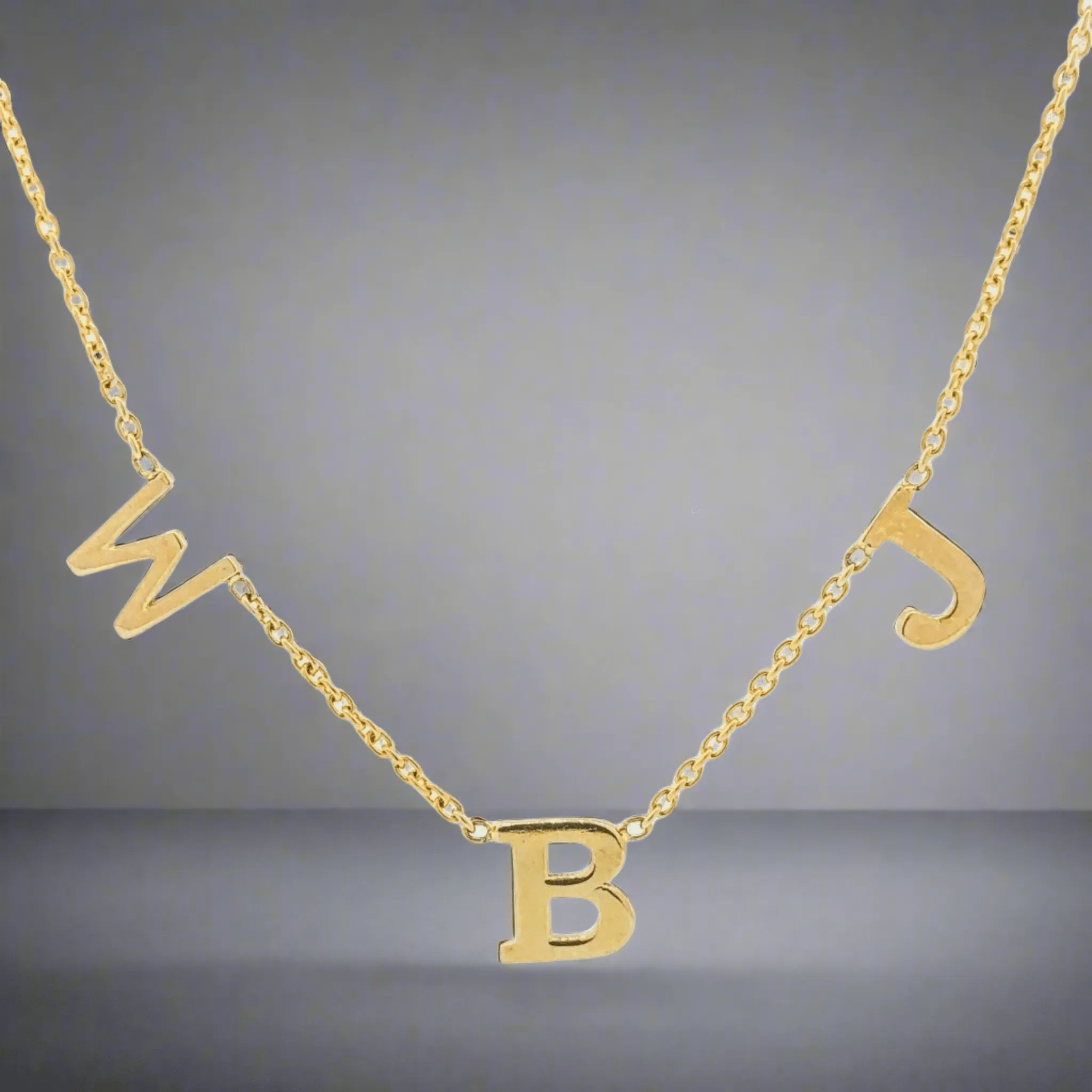 14K Y Gold Chain with 3 Initials Customizable