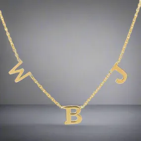 14K Y Gold Chain with 3 Initials Customizable