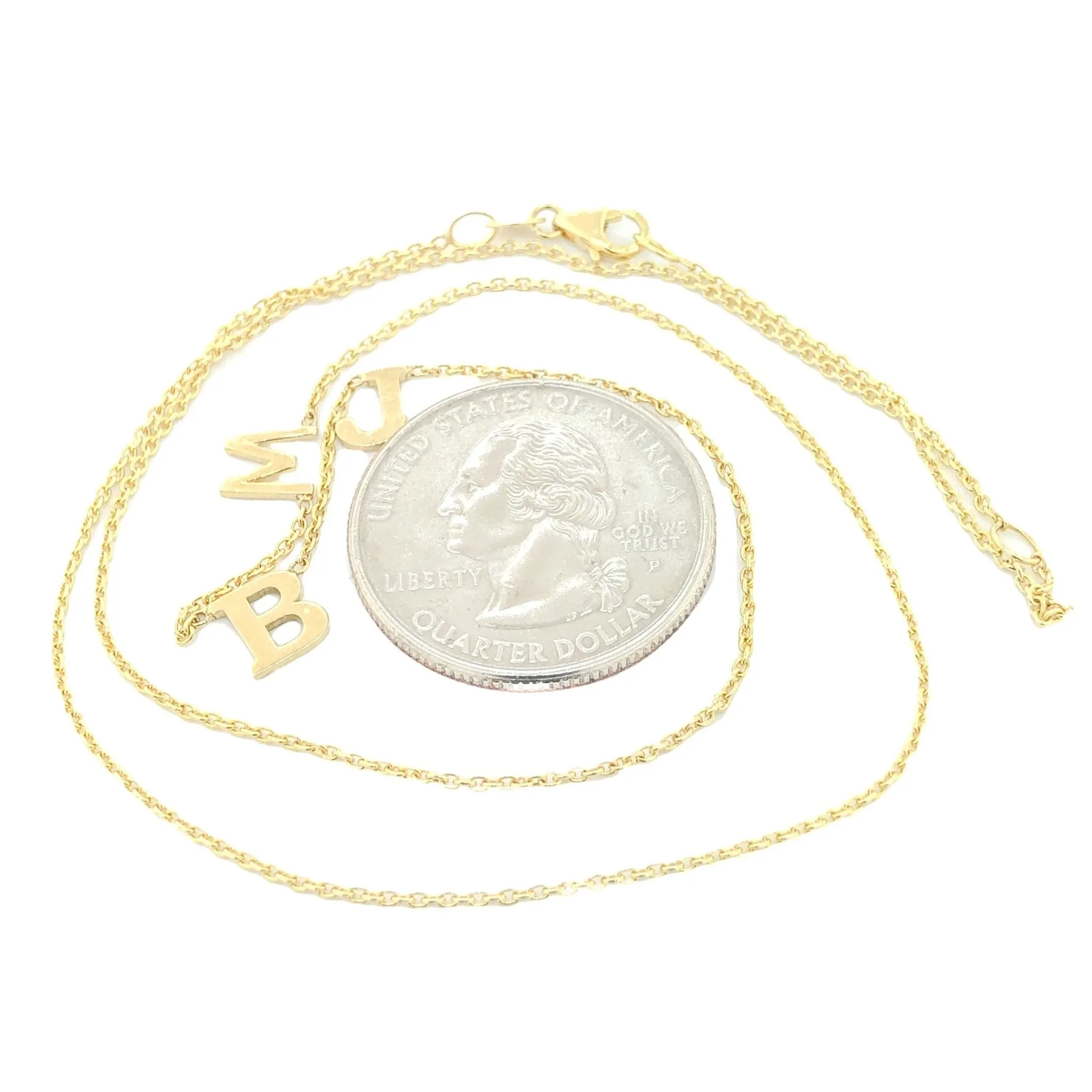 14K Y Gold Chain with 3 Initials Customizable