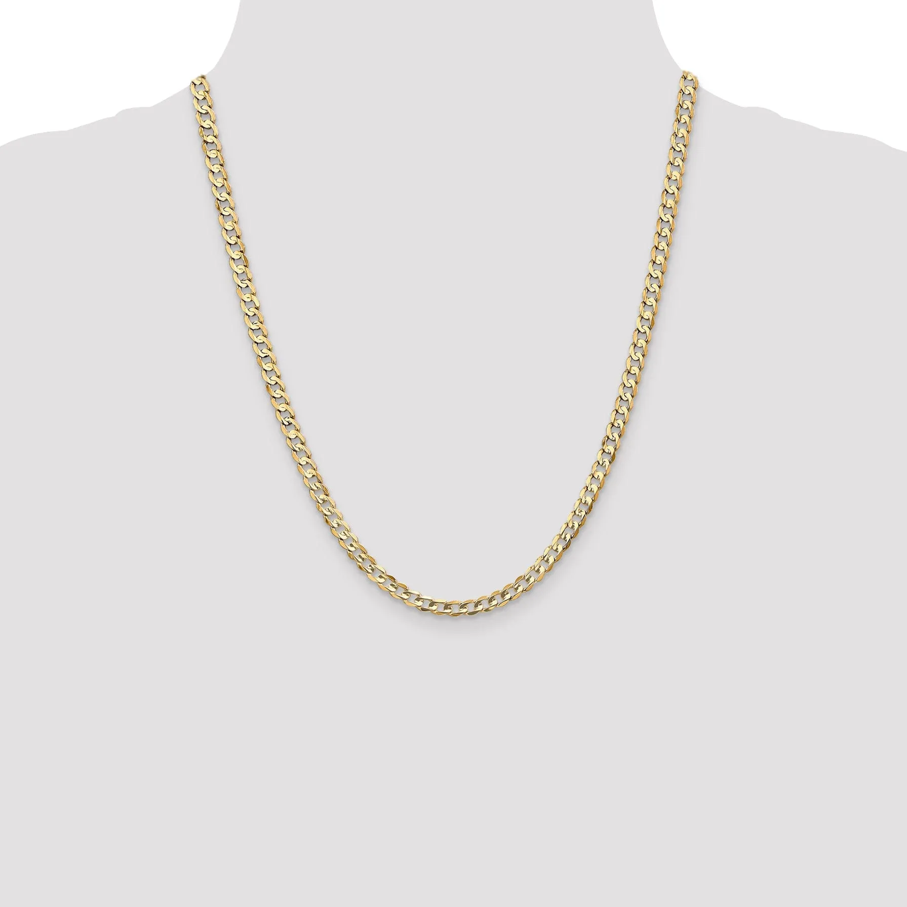 14k Yellow Gold 4.50mm Open Concave Curb Chain