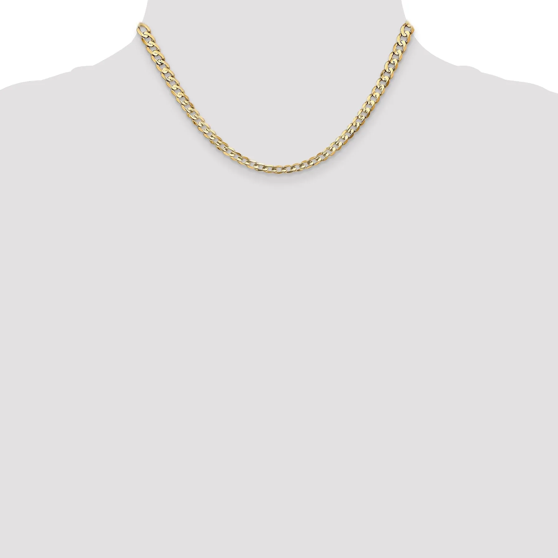 14k Yellow Gold 4.50mm Open Concave Curb Chain