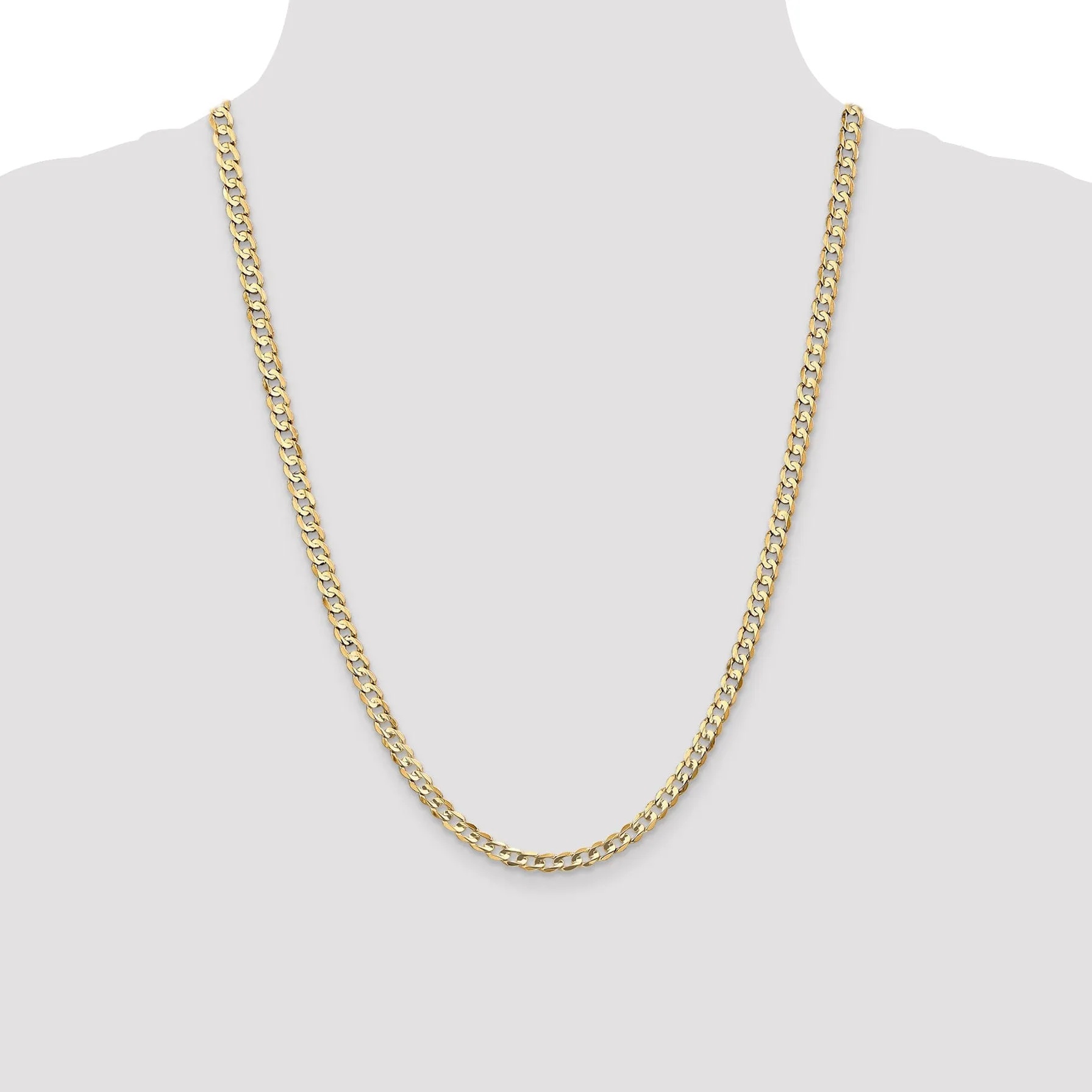 14k Yellow Gold 4.50mm Open Concave Curb Chain