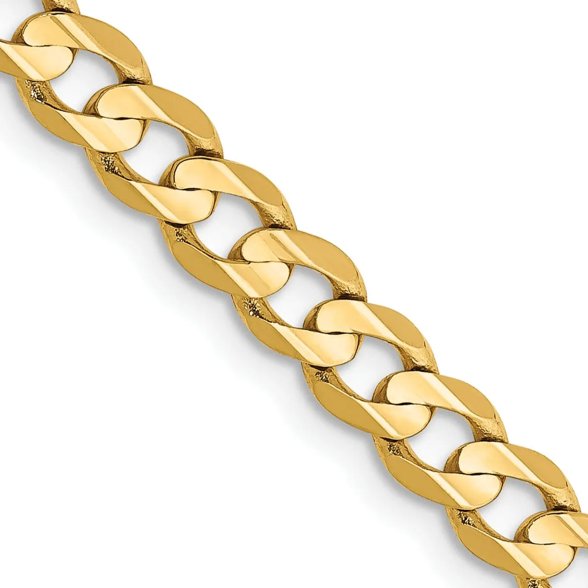 14k Yellow Gold 4.50mm Open Concave Curb Chain