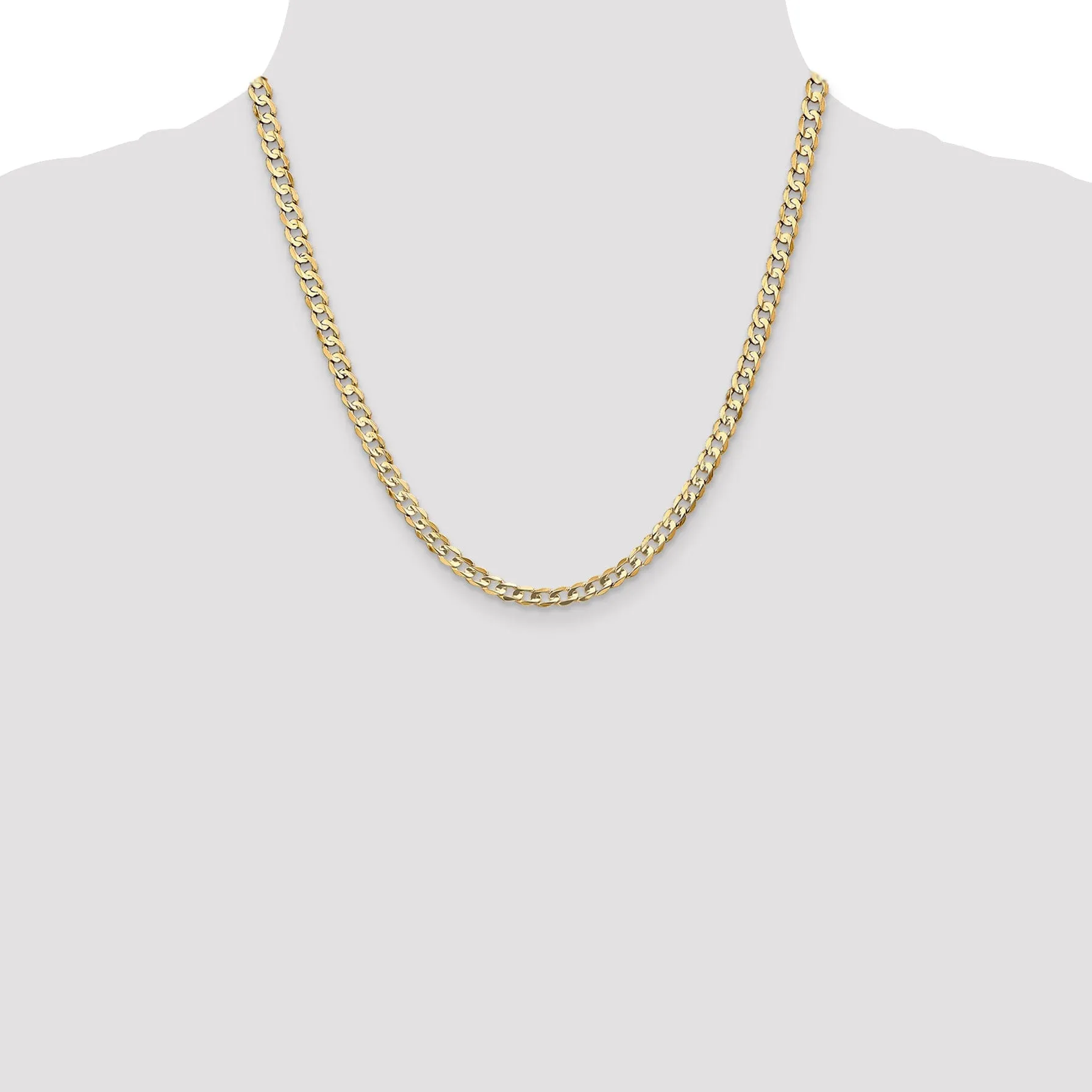 14k Yellow Gold 4.50mm Open Concave Curb Chain