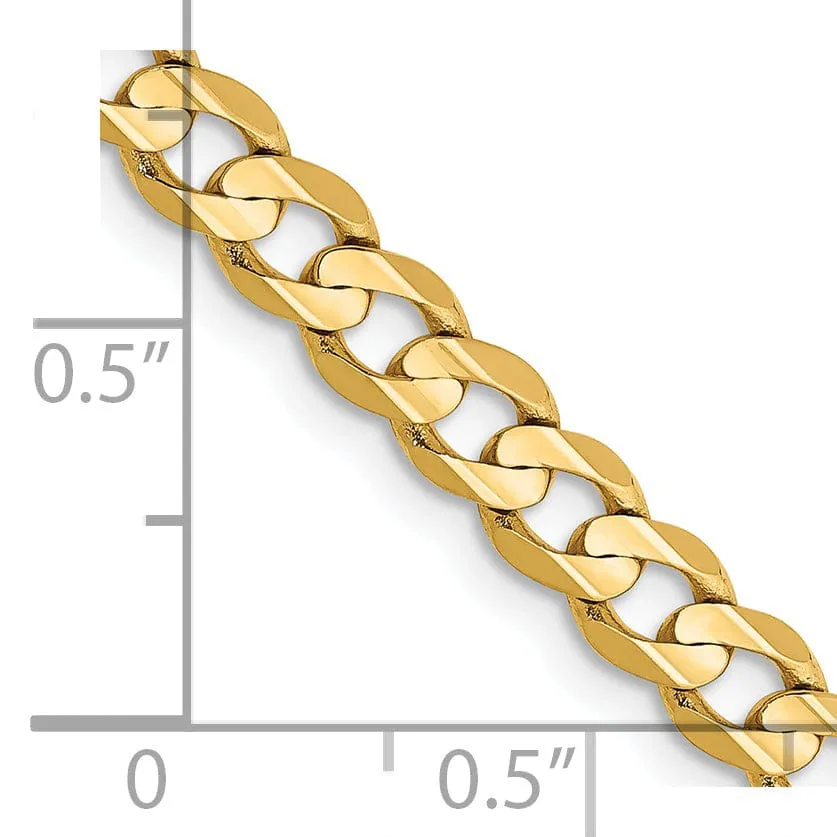 14k Yellow Gold 4.50mm Open Concave Curb Chain