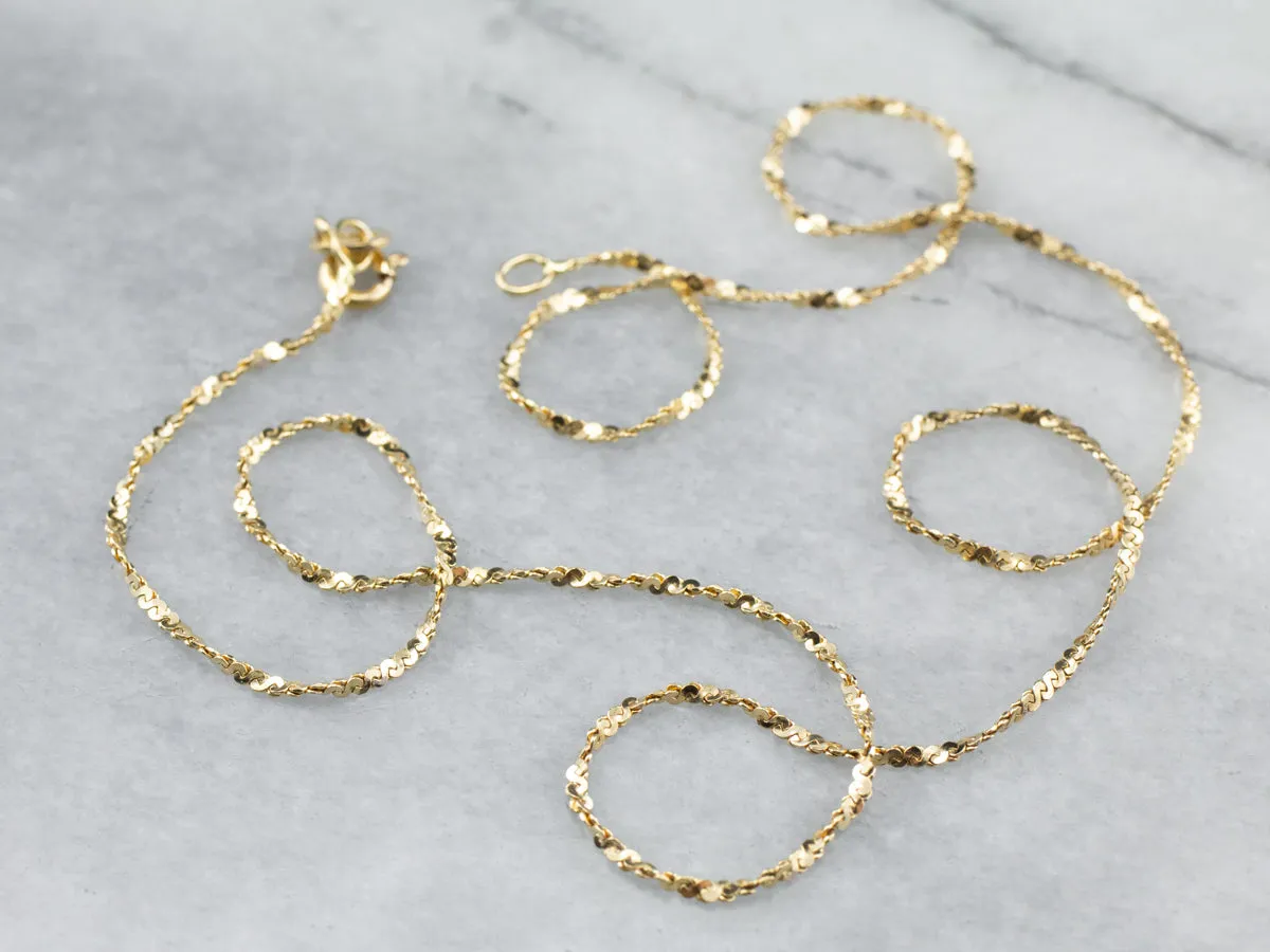 18K Gold Twisted Serpentine Chain Necklace