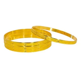 22K Yellow Gold Bangles Set of 4 W/ Stackable Minimalist Design