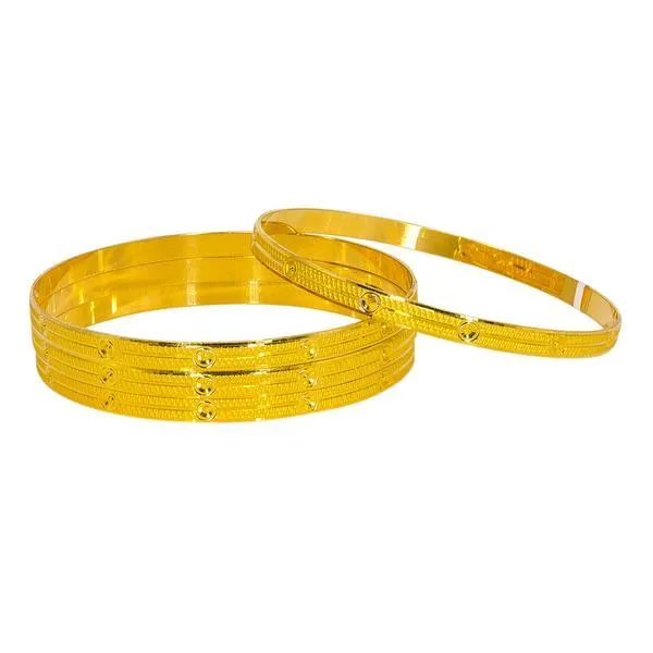 22K Yellow Gold Bangles Set of 4 W/ Stackable Minimalist Design
