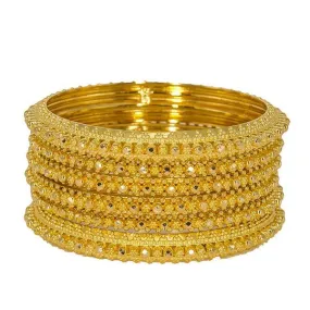 22K Yellow Gold Bangles Set of 6 W/ Baubles & Beaded Filigree, 94.9 gm