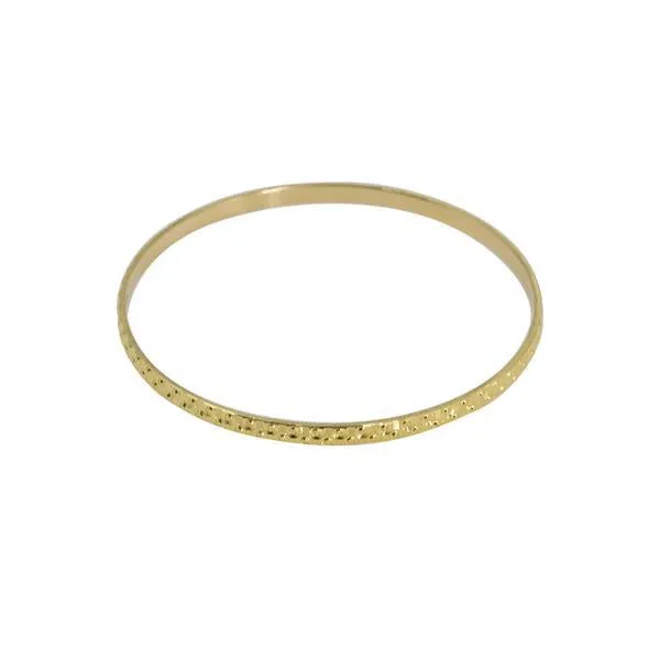 22K Yellow Gold Bangles, Set of 6 W/ Raised Laser Details, Size 2.1
