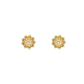 22K Yellow Gold exquisite stud Earrings W/ Cubic Zirconia, 7.8 grams