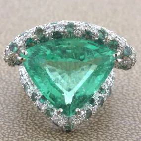 28.41 Carat Paraiba Tourmaline Diamond Alexandrite 18K White Gold Cocktail Ring