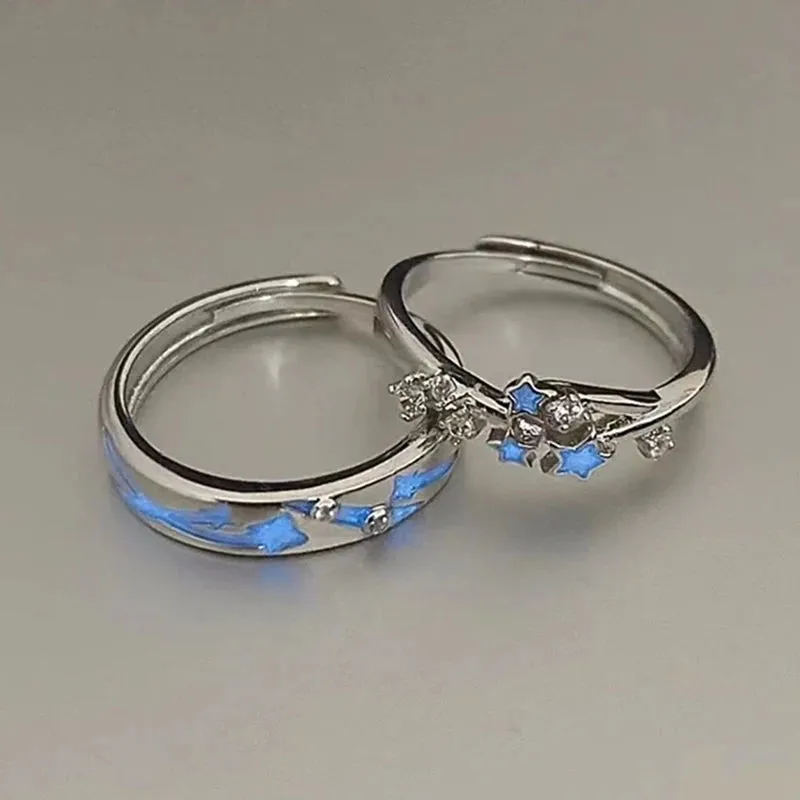 2Pc Luminous Star Adjustable Rings