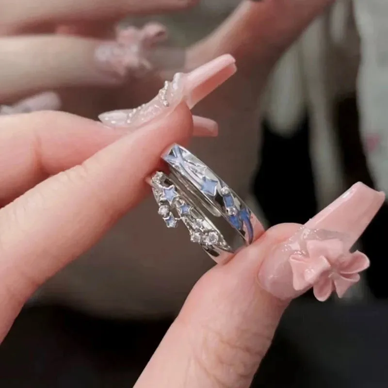 2Pc Luminous Star Adjustable Rings