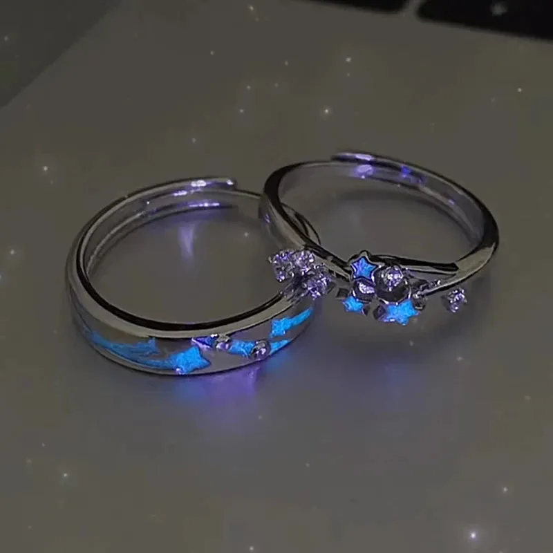 2Pc Luminous Star Adjustable Rings