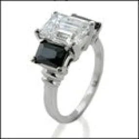3 Stone 2 Ct Ememrald Black Emerlad Cubic Zirconia Cz Ring
