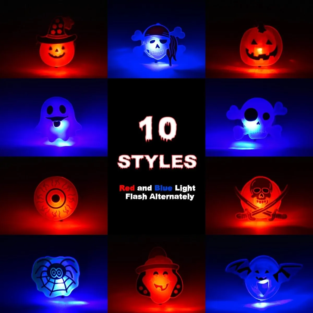 50 Pcs Halloween Party Favors: LED Rings for Kids - Wholesale
