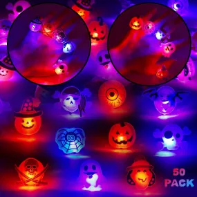 50 Pcs Halloween Party Favors: LED Rings for Kids - Wholesale