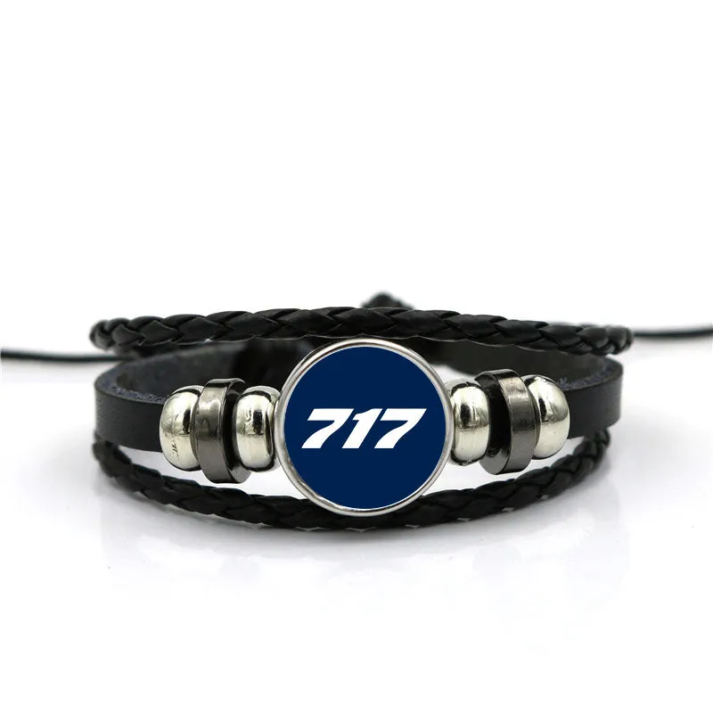 717 Flat Text Designed Leather Bracelets
