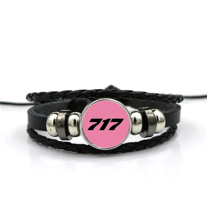 717 Flat Text Designed Leather Bracelets