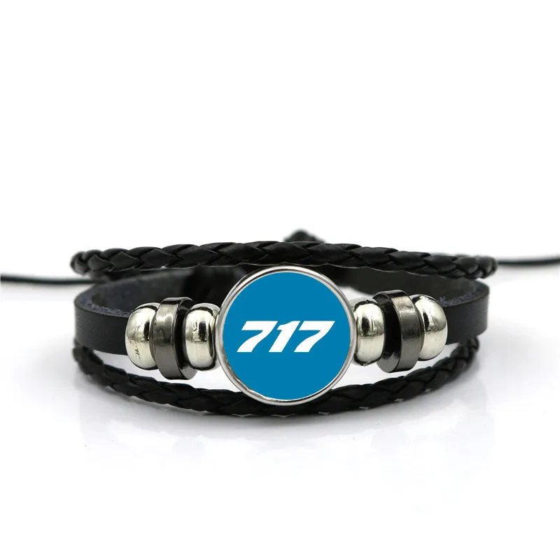 717 Flat Text Designed Leather Bracelets