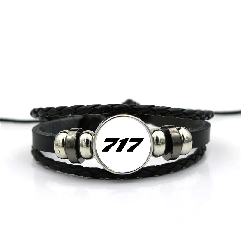 717 Flat Text Designed Leather Bracelets