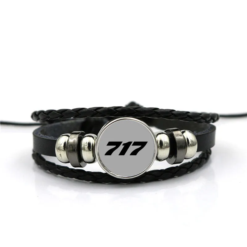 717 Flat Text Designed Leather Bracelets