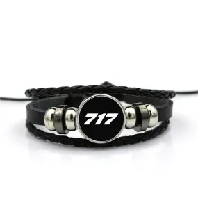 717 Flat Text Designed Leather Bracelets