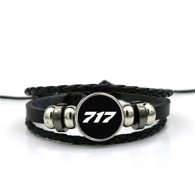 717 Flat Text Designed Leather Bracelets