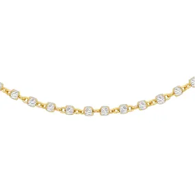 9K 2-Colour Gold Diamond Cut Cube Chain /18’’