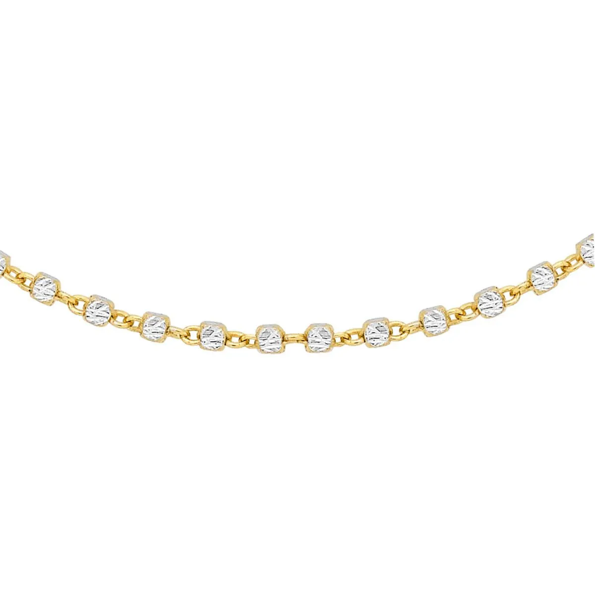9K 2-Colour Gold Diamond Cut Cube Chain /18’’