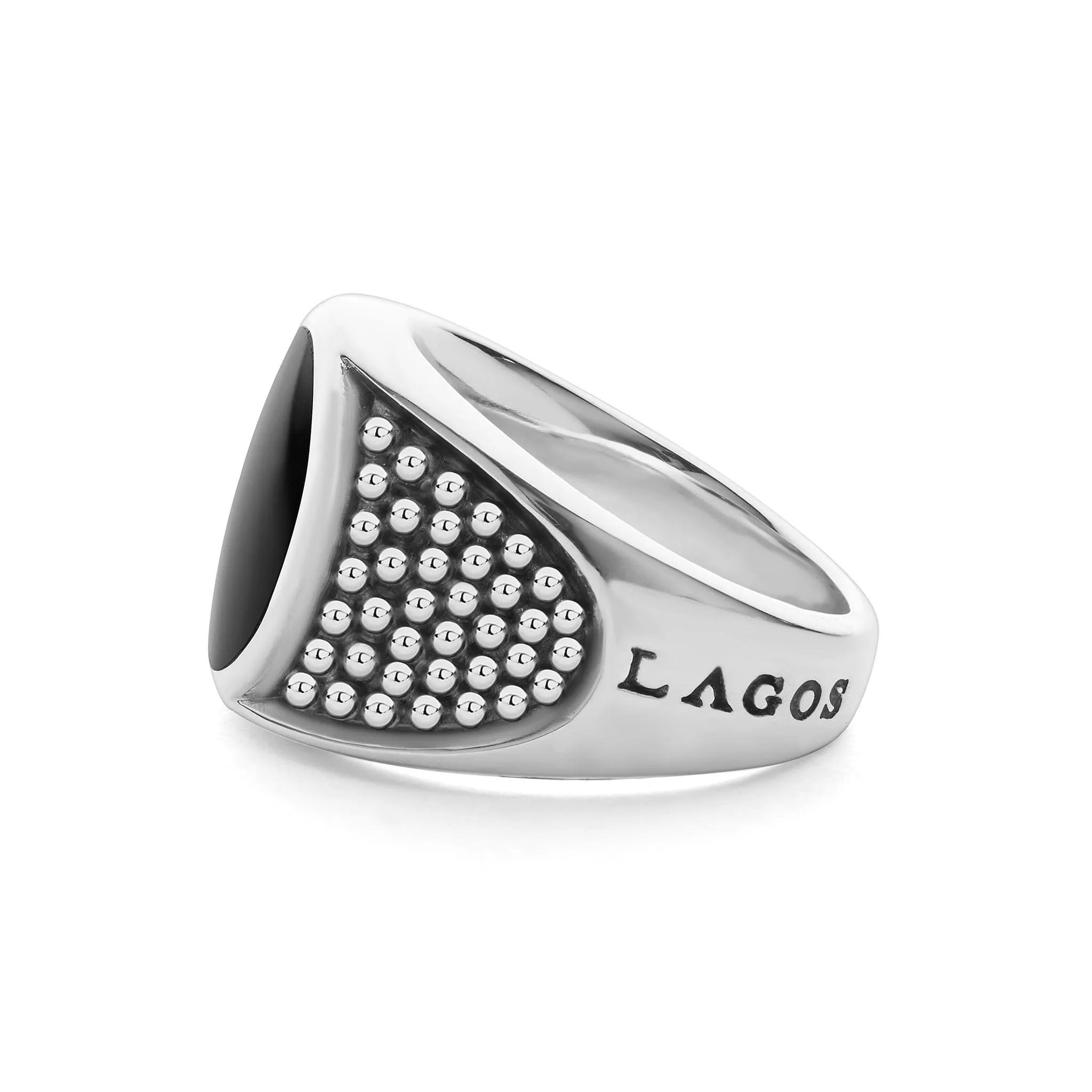 Anthem Black Agate Oval Band Ring