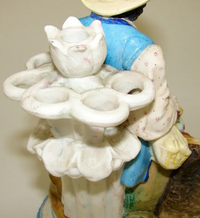 Antique Pair Old Paris Porcelain Figures, Man & Woman, Spill Vase or Cigar Stand