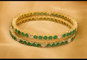 Bangle Set with Green Stones  #J4126