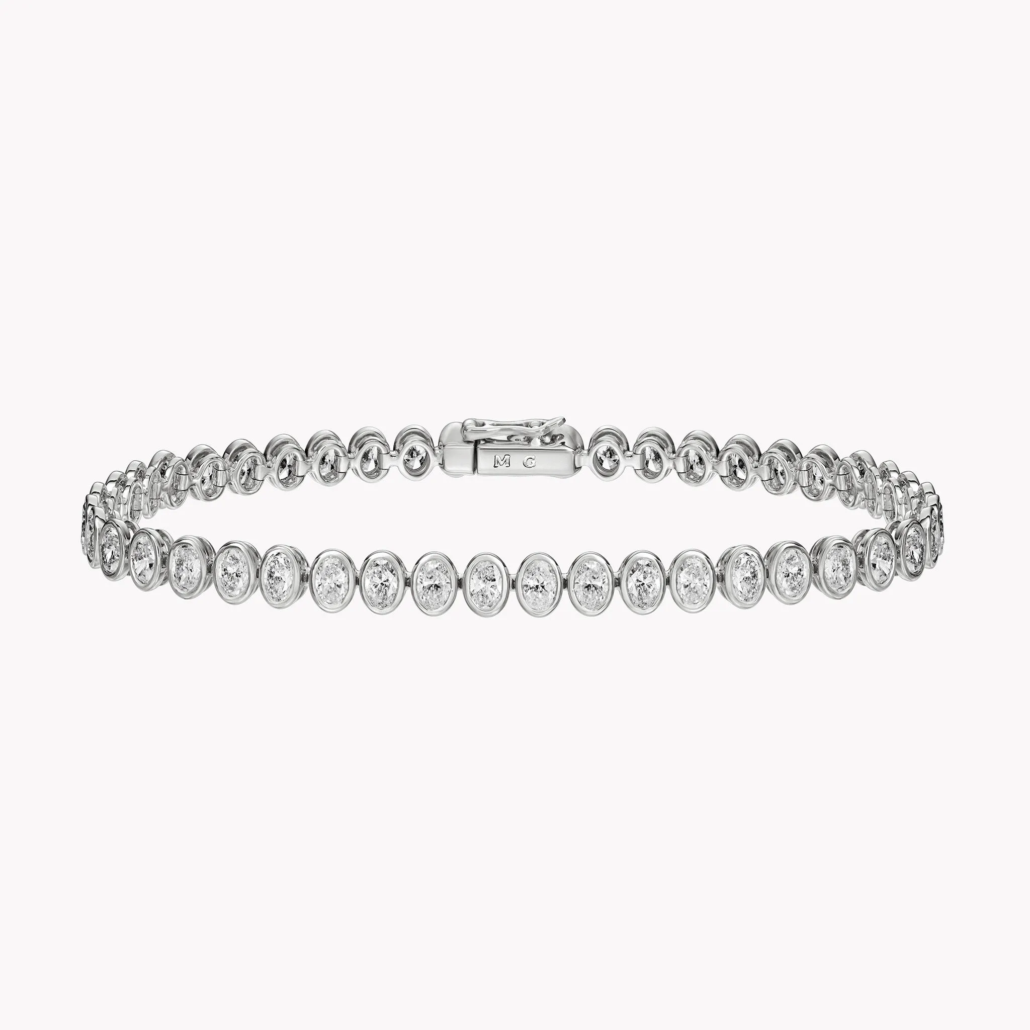 Bezel Set Oval Diamond Tennis Bracelet