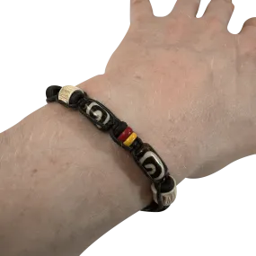 Black Cotton Coconut Wood Beads Bracelet Wristband Bangle Mens Womens Jewellery