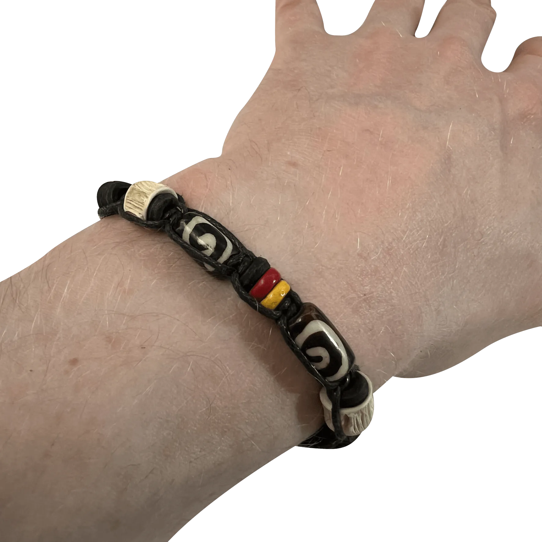 Black Cotton Coconut Wood Beads Bracelet Wristband Bangle Mens Womens Jewellery