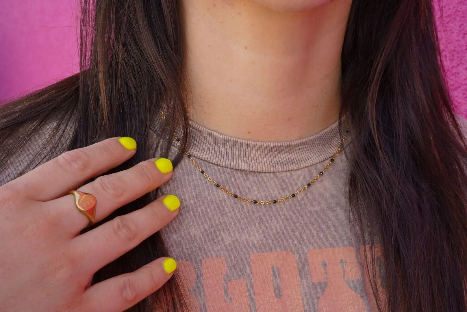 Black Enamel Dotted Necklace