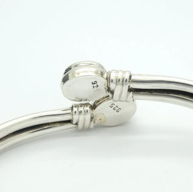 Black Onyx Cuff Bracelet Bangle, Oval Cabochons, 925 Sterling Silver