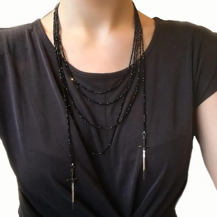 Black Spinel Bead Necklace