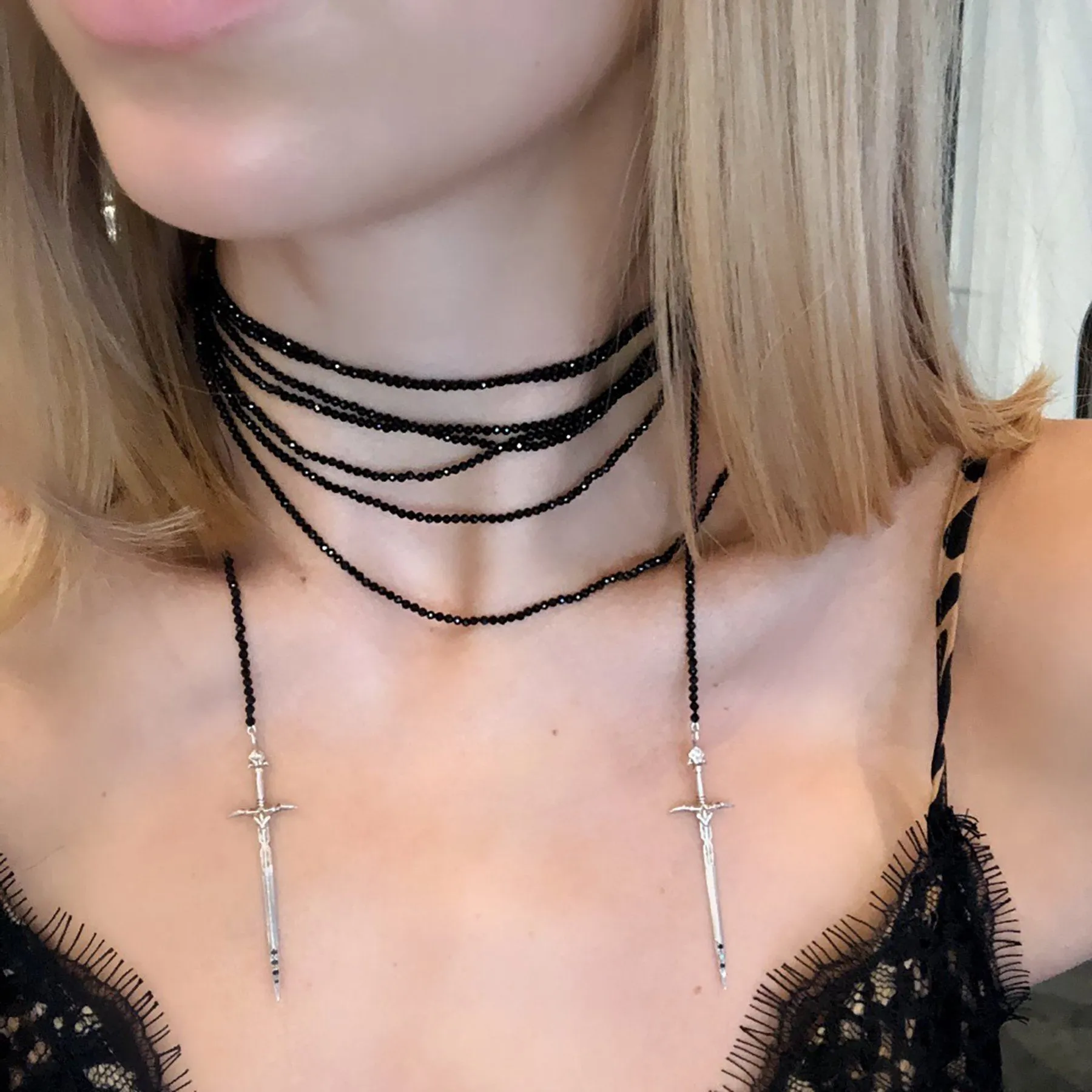 Black Spinel Bead Necklace