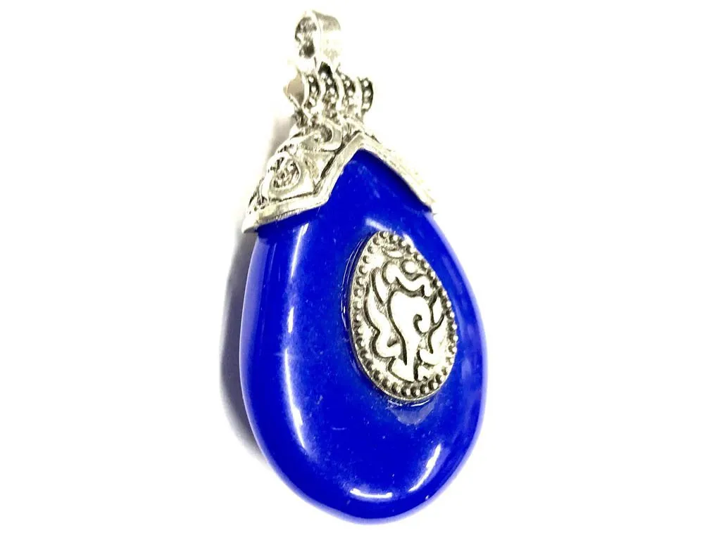 Blue Drop Stone Pendant with Silver Cap