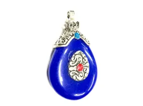 Blue Drop Stone Pendant with Silver Cap